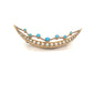 Turquoise & Pearl Crescent Brooch