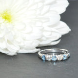 Aquamarine & Diamond Half Eternity Ring