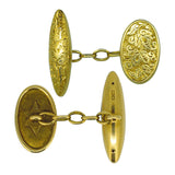 18ct Antique Engraved Cuff Links