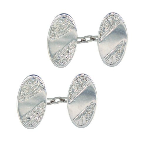 Silver Oval Cuff Links