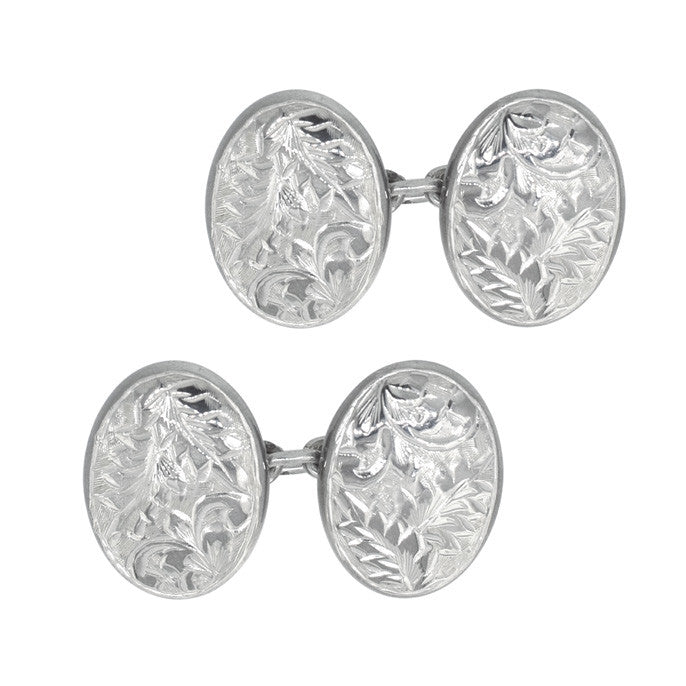 Silver Engraved Cuff Links