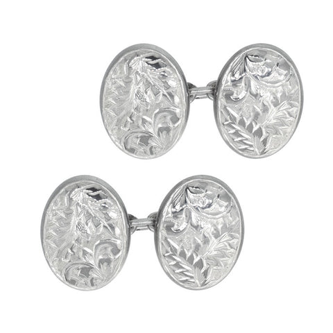 Silver Engraved Cuff Links