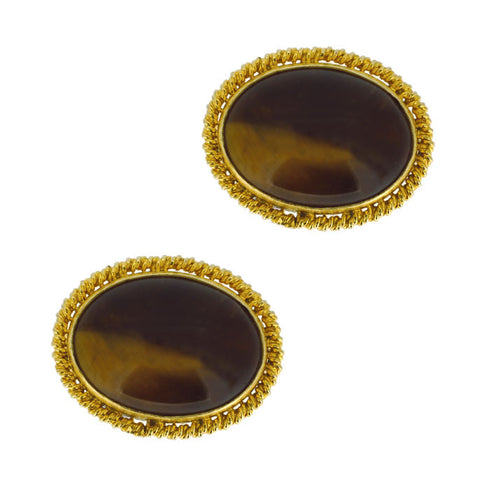 Vintage Tiger's Eye Cuff Links