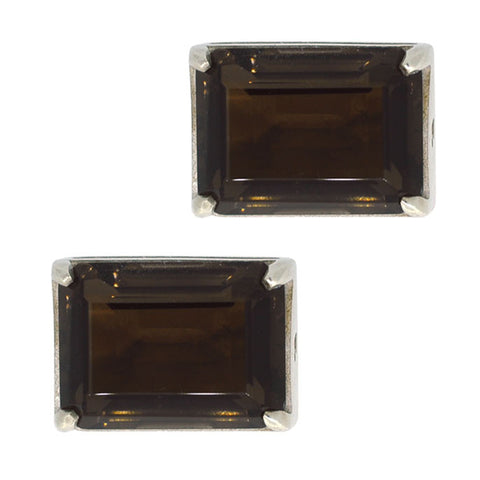 Silver Smoky Quartz Cufflinks