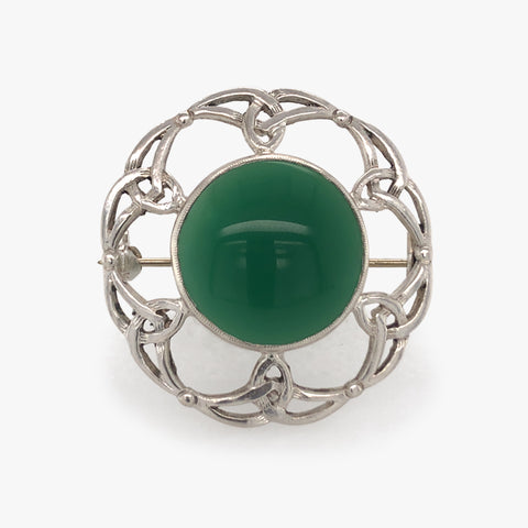 Silver Chrysoprase Brooch