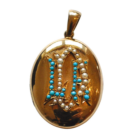 Turquoise & Pearl Locket