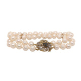 Pearl Bracelet with Diamond & Sapphire Clasp
