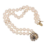 Pearl Bracelet with Diamond & Sapphire Clasp