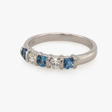 Aquamarine & Diamond Half Eternity Ring