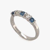 Aquamarine & Diamond Half Eternity Ring