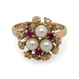 Pearl & Ruby Cluster Ring