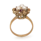 Pearl & Ruby Cluster Ring