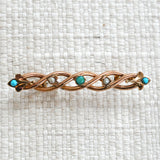 Turquoise & Pearl Brooch