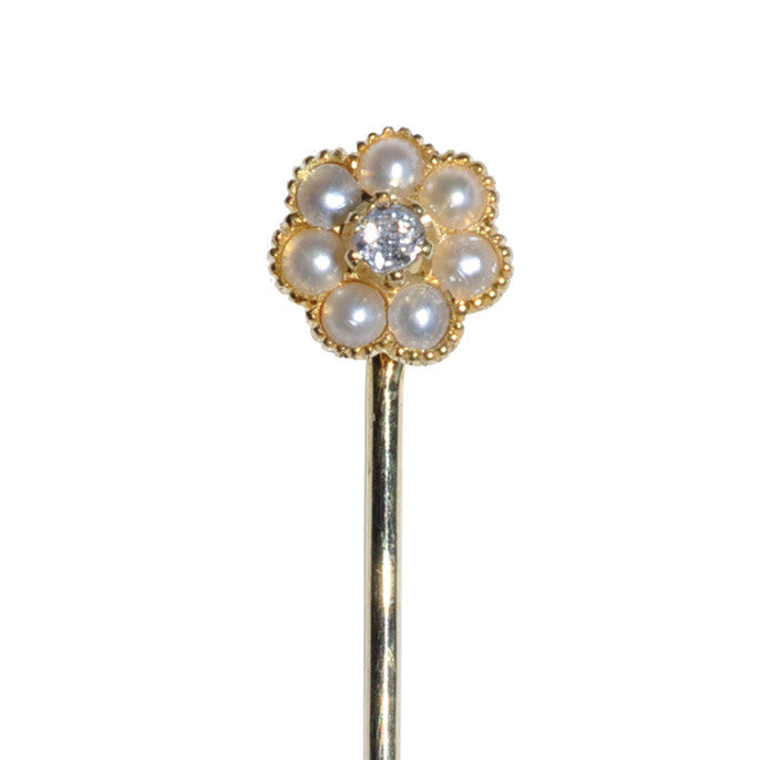 Pearl & Diamond Stick Pin