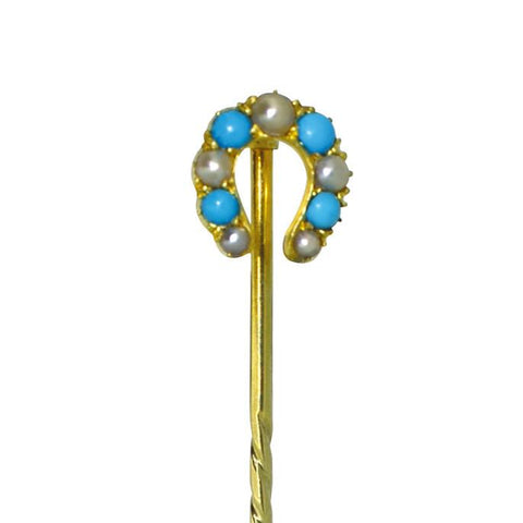 Turquoise & Pearl Tie Pin