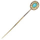Turquoise & Pearl Tie Pin