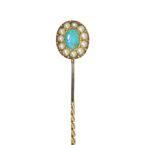 Turquoise & Pearl Tie Pin