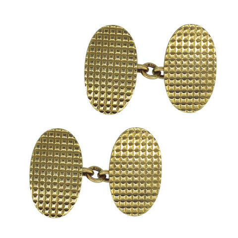 9ct Oval Checked Cuff Links