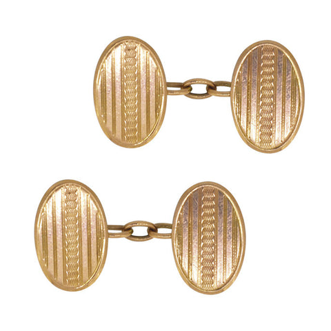 9ct Rose Gold Oval Cuff Links