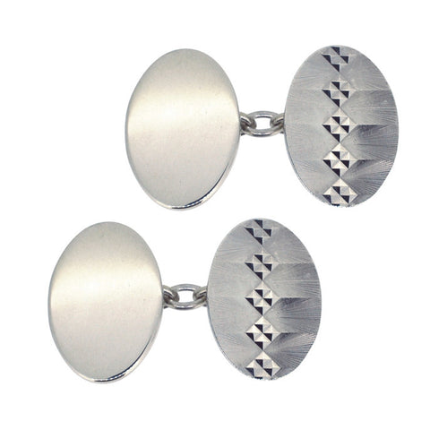 Silver Oval Cuff Links