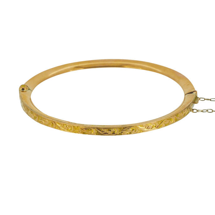 Vintage Ornate Rose Gold Bangle Bracelet