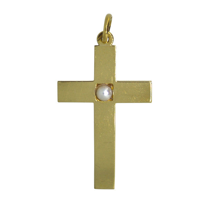 Antique Pearl Cross Pendant
