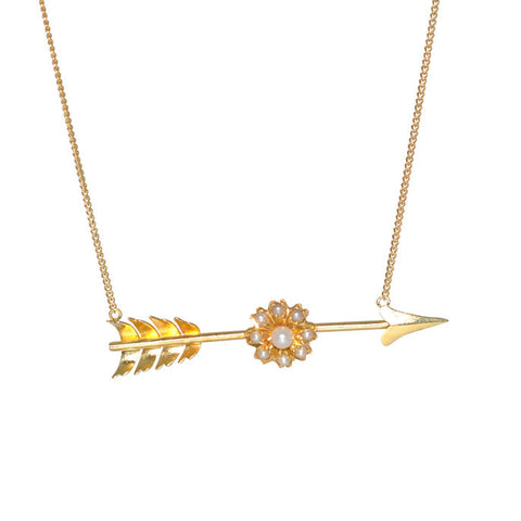 Arrow & Pearl Cluster Necklace