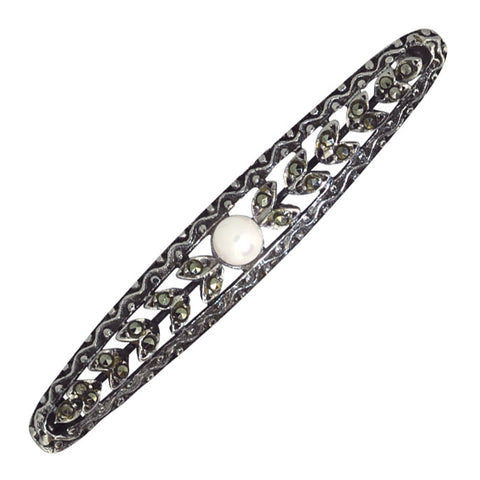 Marcasite & Pearl Brooch