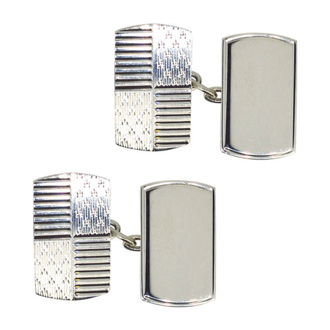 Silver Engine Turned Cuff Links