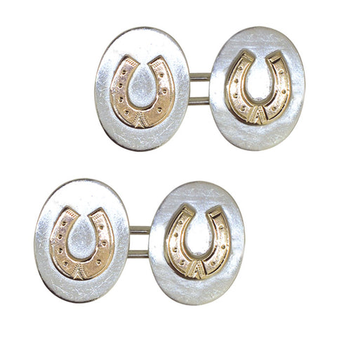 Silver Horse Shoe Cuff Links