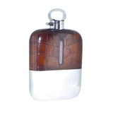 Silver, Glass & Leather Hip Flask