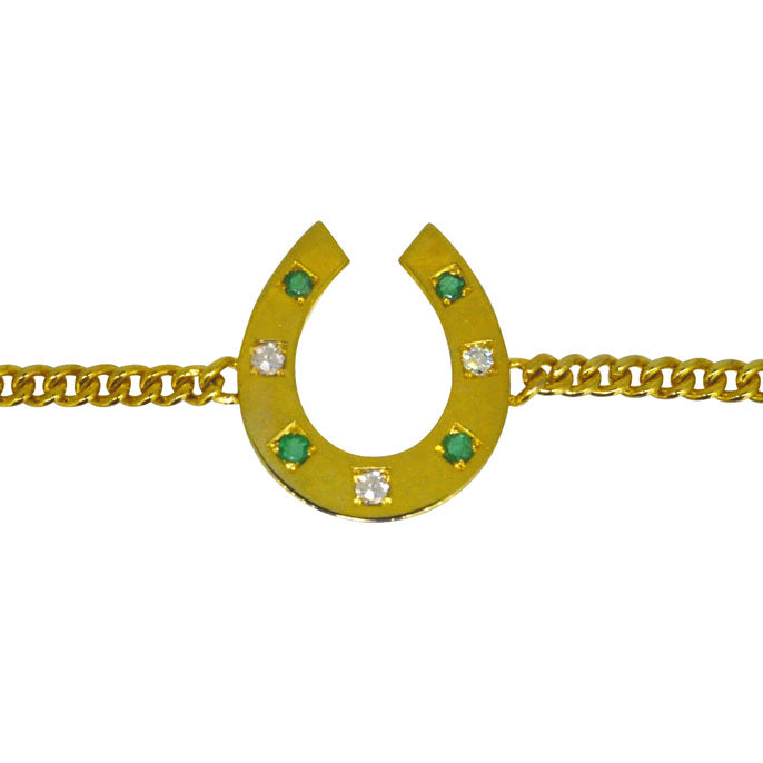Emerald & Diamond Horse Shoe Bracelet