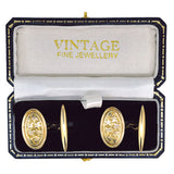 Ivy Engraved Gold Cuff Links