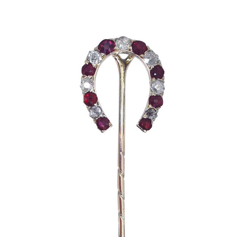 Ruby & Diamond Horse Shoe Stick Pin