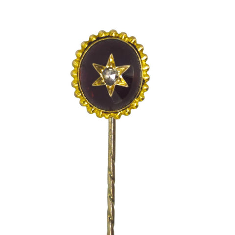 Garnet & Diamond Stick Pin