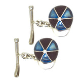 Blue Enamel Cap and Whip Cuff Links