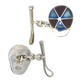 Blue Enamel Cap and Whip Cuff Links