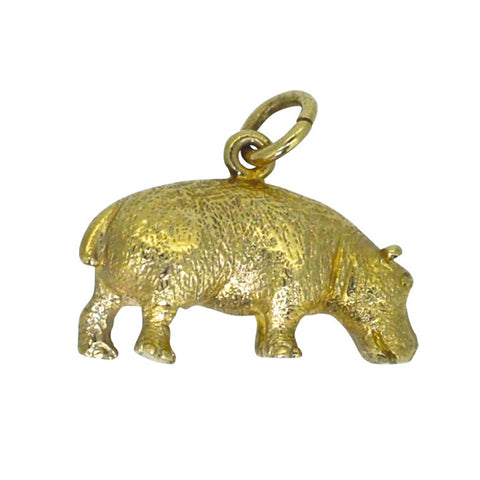 Gold Hippopotamus charm