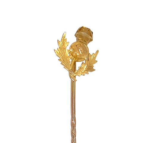 Citrine Thistle Tie Pin