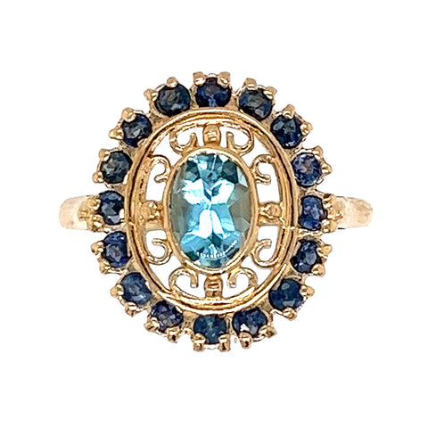 Blue Topaz & Sapphire Ring