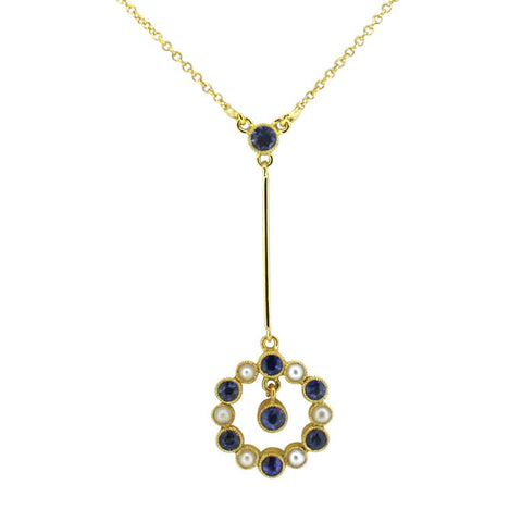 Sapphire & Pearl Pendant Necklace