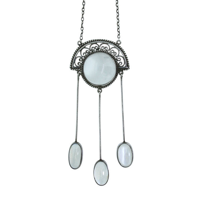 Vintage Silver Moonstone Necklace — Obiono