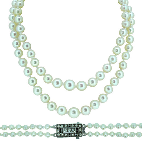Pearl Necklace with 1920's Style Clasp