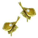 Vintage Pearl & Gold Lily Earrings