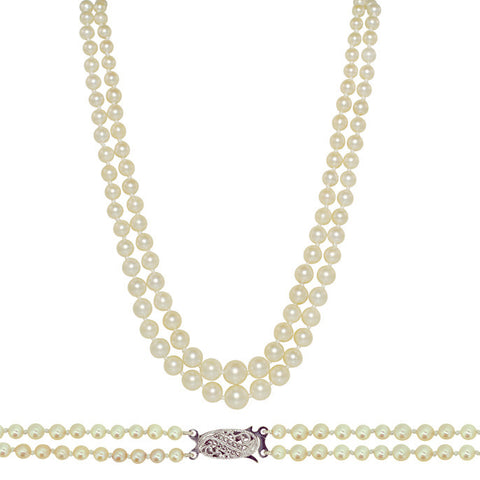 Graduated Pearl Necklace with Vintage Clasp
