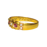 15ct Victorian Pearl & Cabochon Ruby Ring