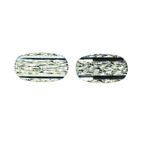 Silver Oval Abstract Cuff Links