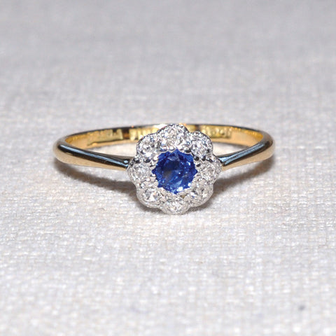 Sapphire & Diamond Daisy Ring