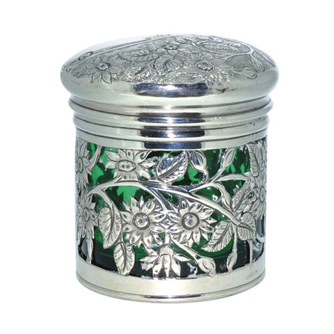 Silver & Glass Dressing Table Jar