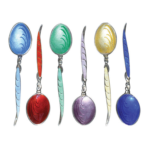 Silver Enamel Coffee Spoons